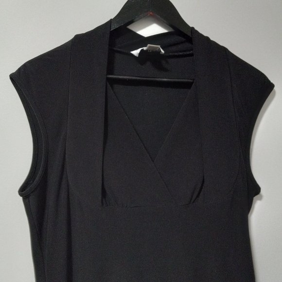 Joseph Ribkoff Black Contrast Wrap Sleeveless V-neck Minimalist Blouse - Picture 2 of 5